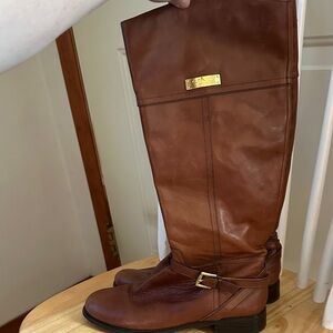 Coach Brown Leather knee high boot with Gold Accents, size 8